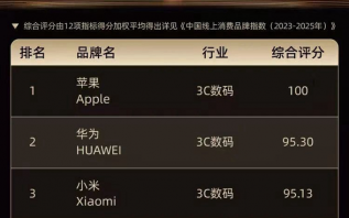 全球品牌中国线上500强榜单，苹果直接排第一，华为、小米紧跟其后