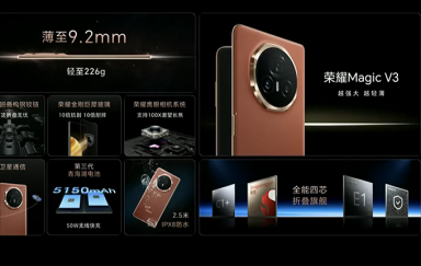 荣耀发布多款新品：Magic V3亮相，折叠屏手机也能更轻薄！