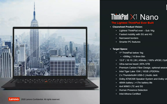 ThinkPad Nano笔记本曝光：搭载11代酷睿处理器，重量不到2斤
