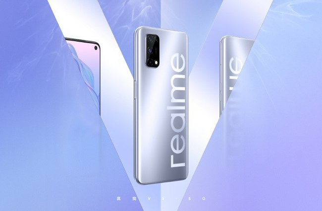 realme官宣V5手机  银色配色+大LOGO设计