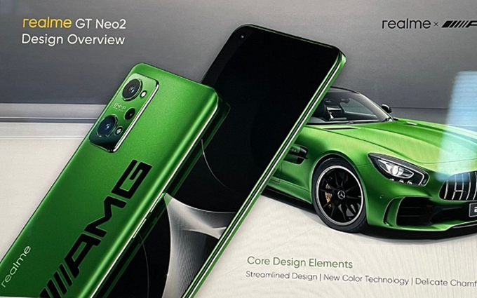 realme GT Neo2手机外观曝光，奔驰AMG GT R绿魔配色很吸睛