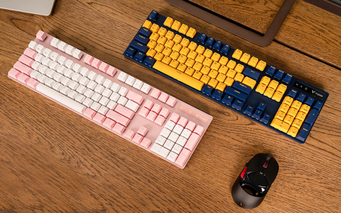 雷柏V500PRO多模版游戏机械键盘评测：蔚蓝黄潮活力四射，草莓牛奶温馨浪漫