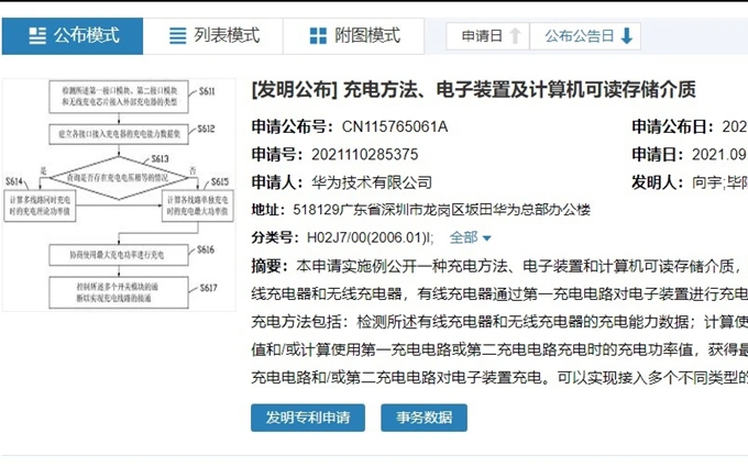 华为新充电专利曝光，有线与无线可以同时充电