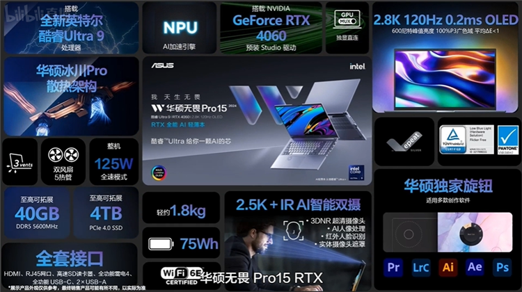 酷睿Ultra处理器与RTX 40系显卡加持，华硕无畏Pro15 2024全能AI轻薄本发布