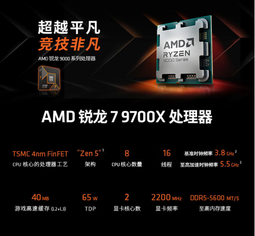 备战新游和促销季！AMD 锐龙7 9700X处理器玩家必备