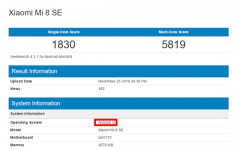 Android P还未普及，小米8 SE就已经开始测试下一代的Android Q了