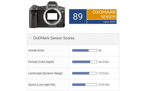 DxOMark上线佳能EOS R传感器评分 落后于其它厂商同类机型