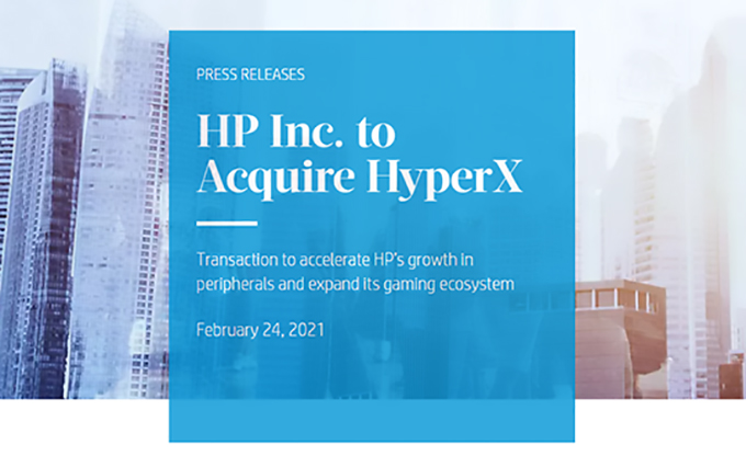 惠普27亿人民币收购HyperX游戏外设业务 今年第二季度完成收购