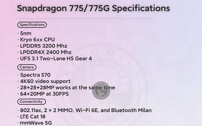 高通骁龙775处理器新品曝光，5nm制程，小米或将首发