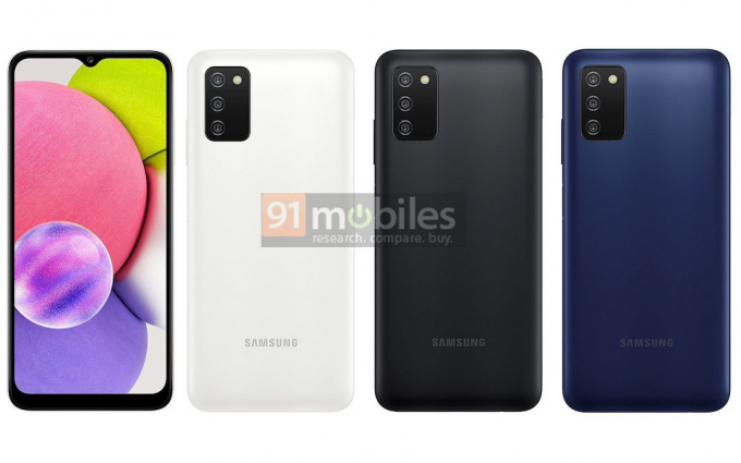 三星Galaxy A03s渲染图曝光，后置三摄模组，5000mAh大电池