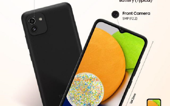 三星发布入门手机Galaxy A03，720P屏幕，1.6GHz 八核处理器