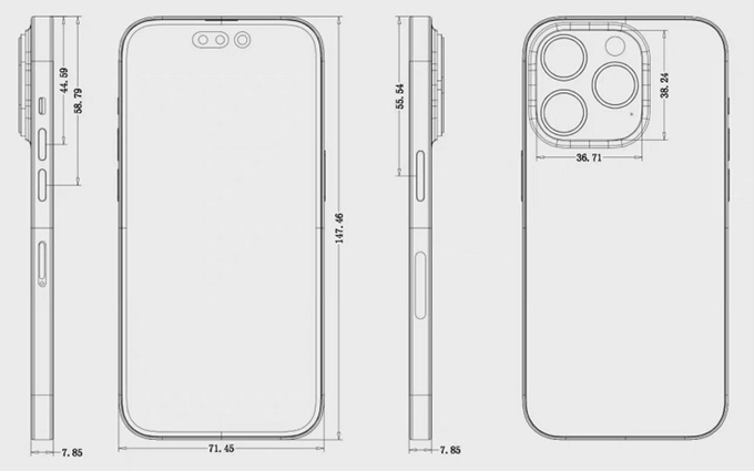 iPhone 14 Pro详细尺寸曝光，机身变得更厚，感叹号挖孔屏