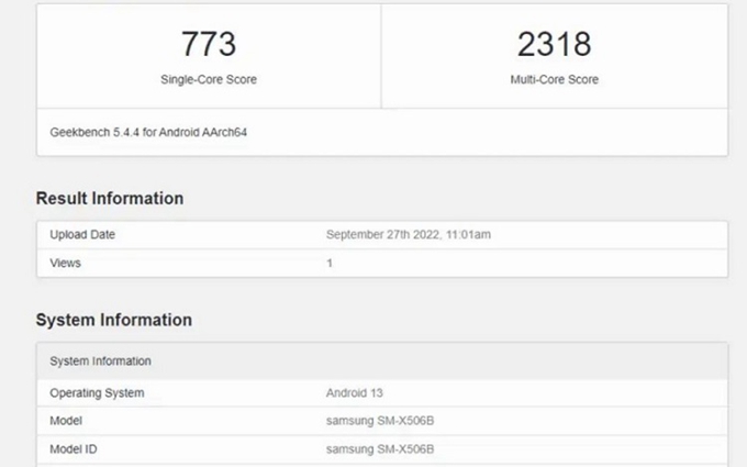 三星Galaxy Tab S8 FE平板跑分曝光，搭载联发科迅鲲900T处理器