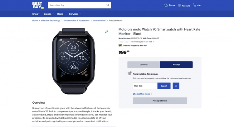 摩托罗拉Moto Watch 70在加拿大上市，售价99加元