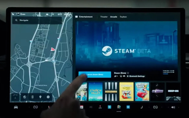 特斯拉正式上线Steam平台 车上就能玩《赛博朋克 2077》