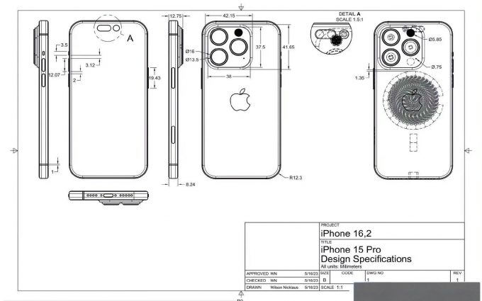 苹果iPhone 15 Pro设计图曝光：Type-C接口敲定，和侧边静音键说再见