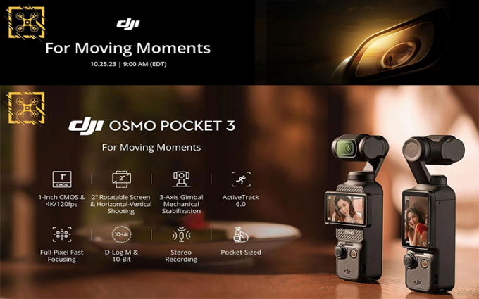 大疆Osmo Pocket 3或于10月25日发布：1英寸大底，2英寸旋转大屏