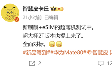 搭载全新麒麟芯片,采用eSIM设计,华为或测试超薄新机