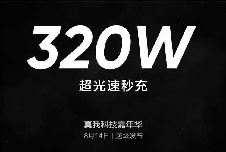  真我手机官宣320W超光速秒充技术，5分钟充满电