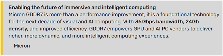 美光推出3GB GDDR7显存模块：只做36Gbps，RTX 5000系根本用不满