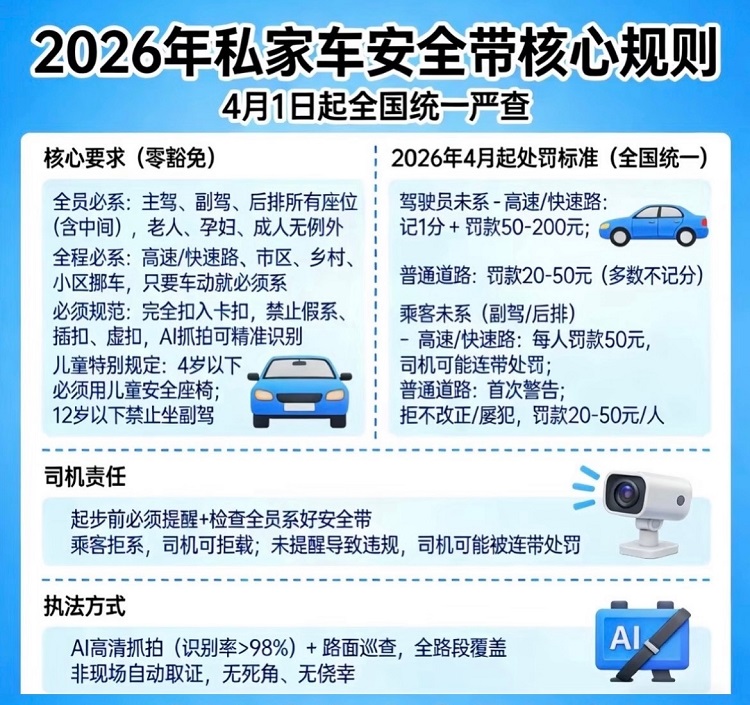 4月严查！后排不系安全带，车主、乘客都受罚！