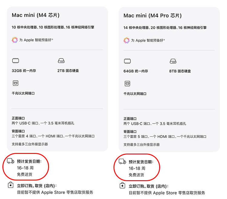  Mac mini和Mac Studio要买不到了？发货严重延迟，到手要等半年